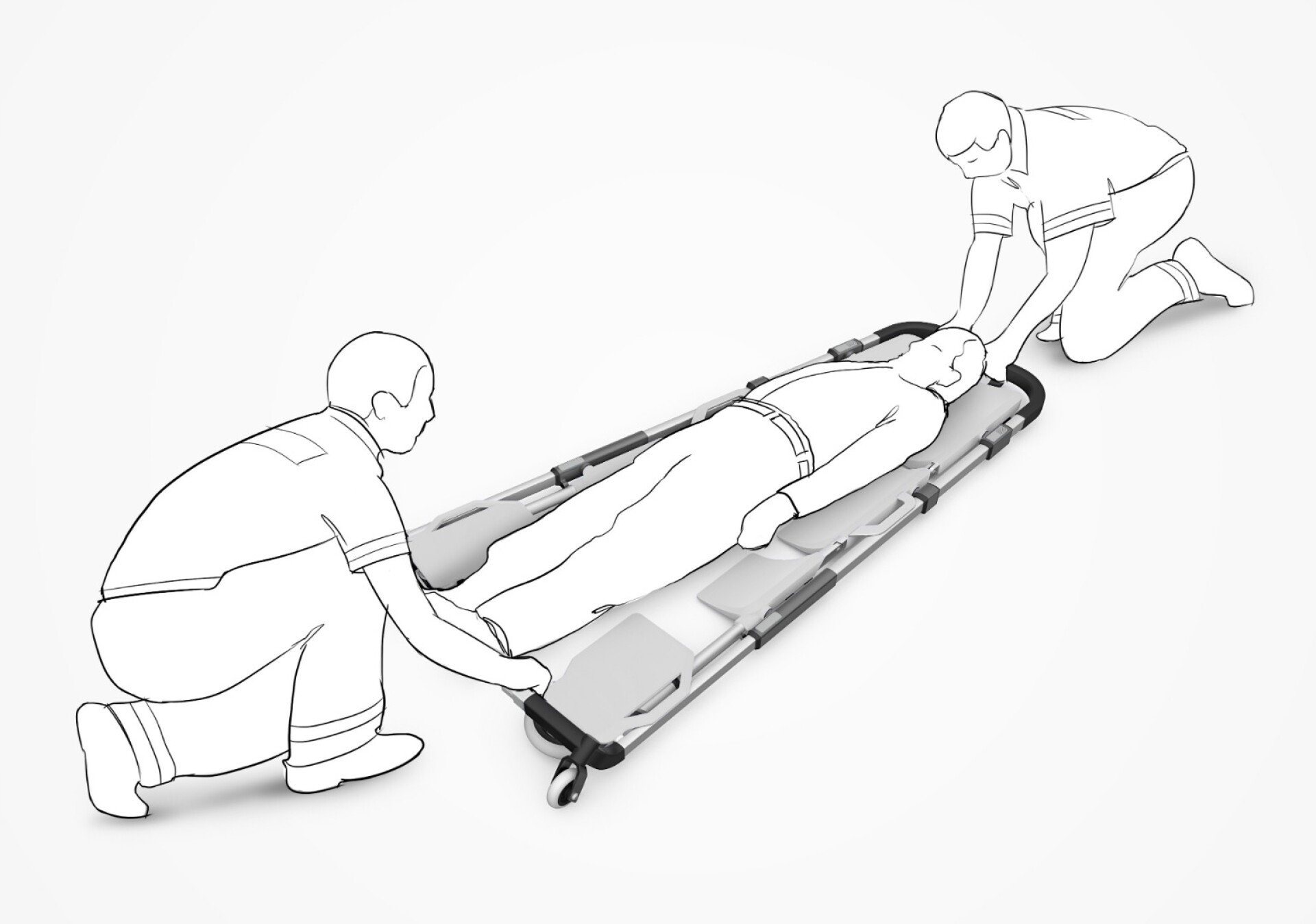 Scoop stretcher can transform to a lightweight wheelchair in seconds