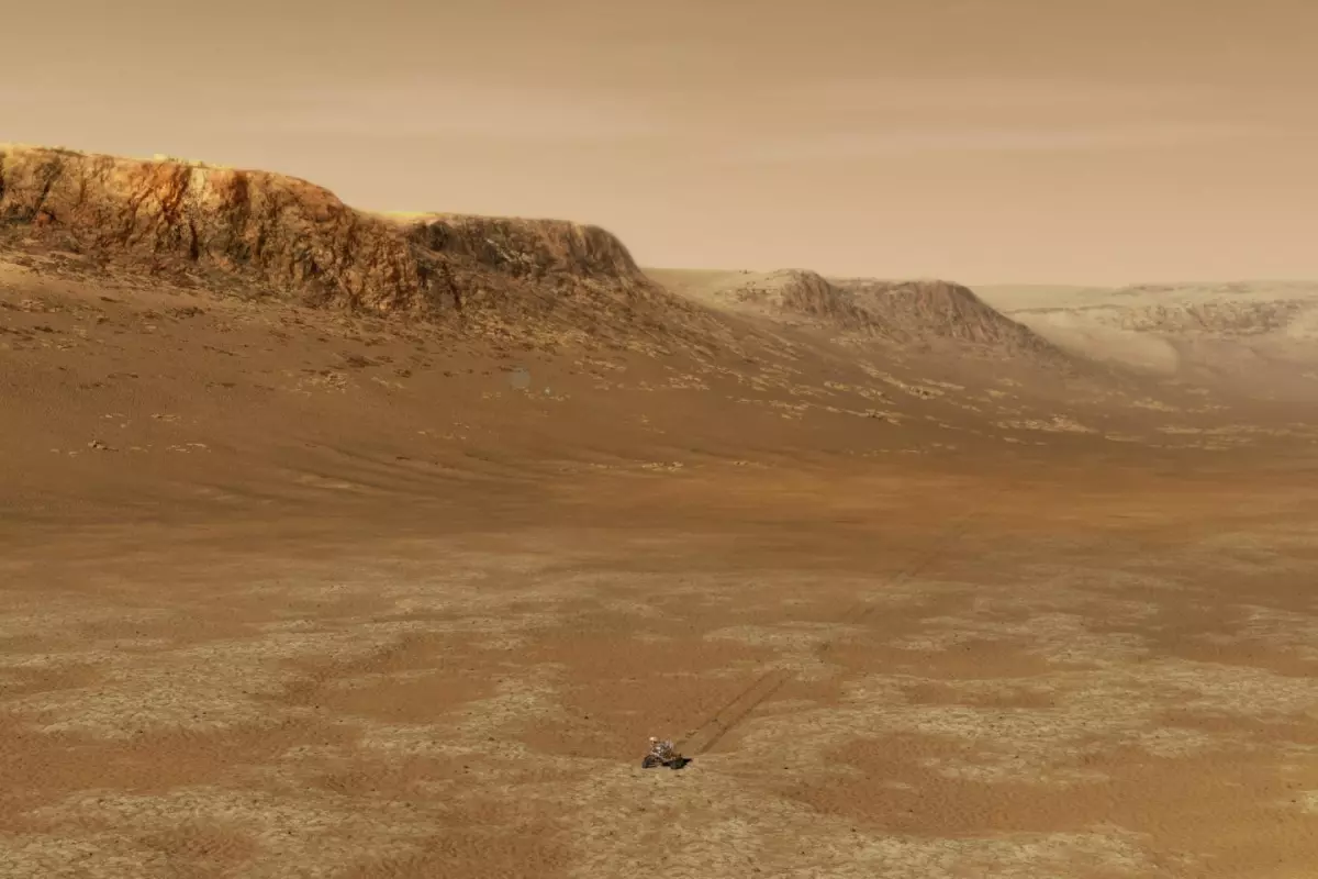 Artist's impression of NASA's Perseverance rover exploring Jezero Crater