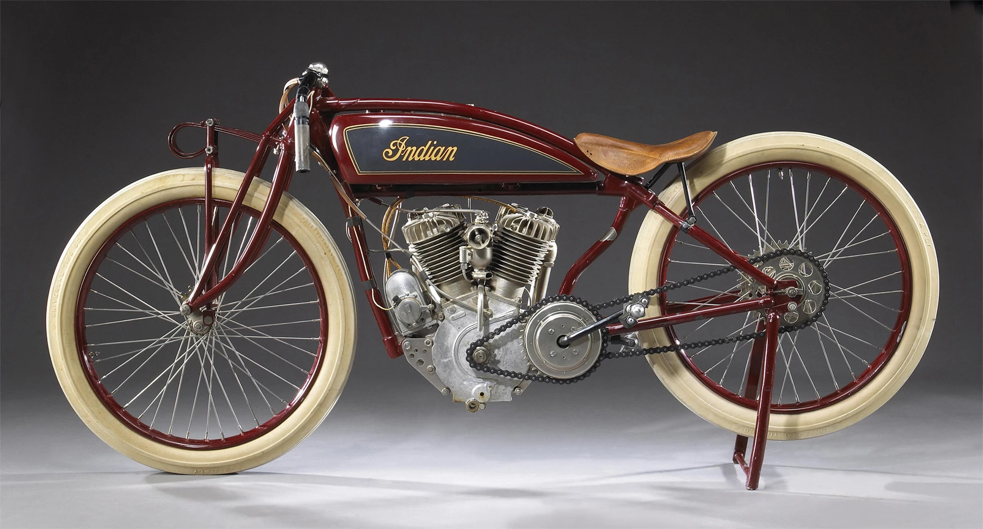 This 1920 Indian Powerplus "Daytona" racer was restored by Stephen Wright and sold for US$150,000