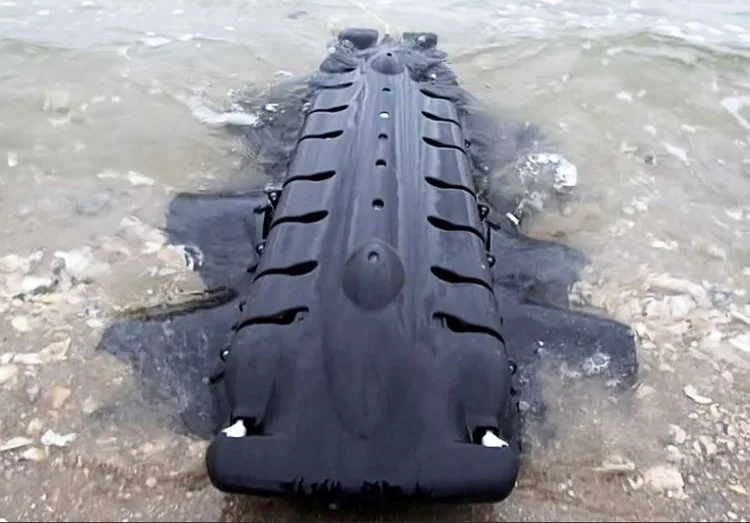 The Velox robot emerges from the water
