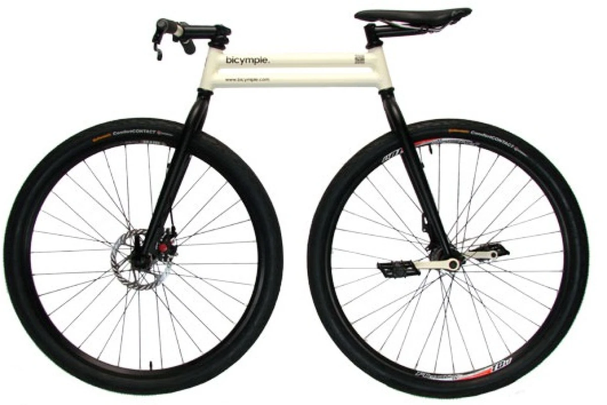 The Bicymple resembles a unicycle with a front wheel and handlebars attached for stability