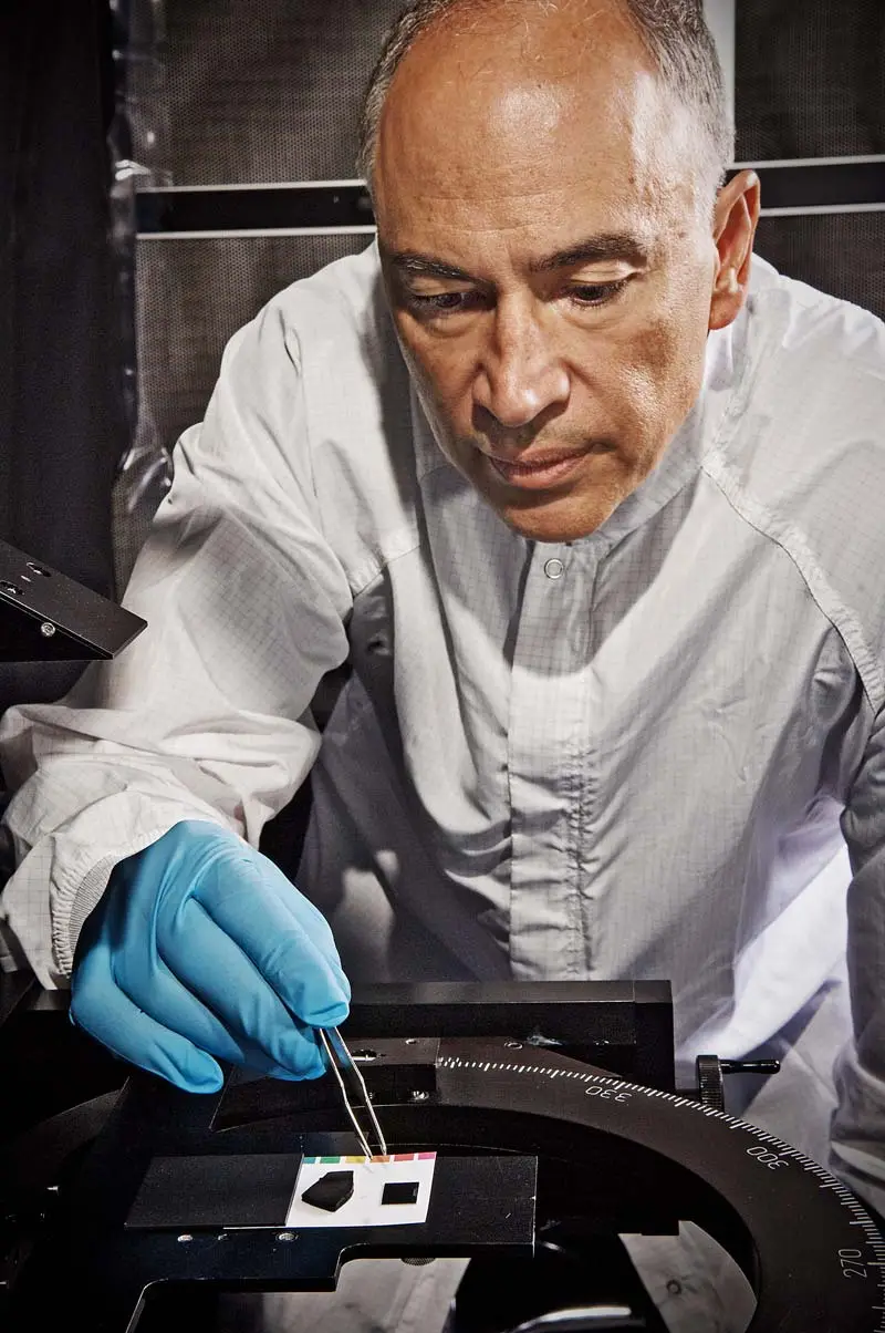 Principal Investigator John Hagopian and his team have developed a new technique to apply a super-black nanotech-based material to 3D components (Photo: NASA Goddard/Chris Gunn)