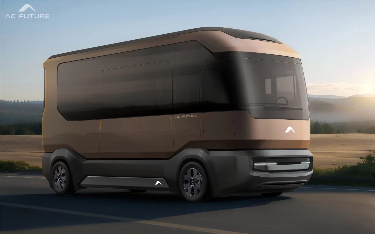 AC Future leverages a boxy body and electric powertrain toward making the AI-THd as roomy as possible, even before the deployment of its slide-outs
