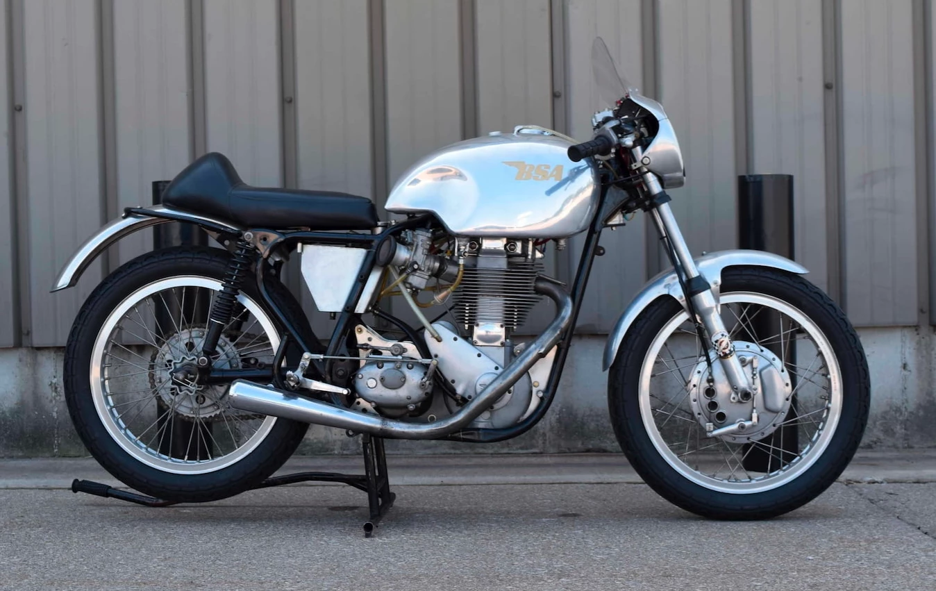 Great value at $9,350, this 1958 racing bike with gorgeous hand-formed metal tank, guards and fairing was one of many bikes which wore the BSA Gold Star name over a very long time frame that extended from 1938 to 1963. They also came in 350 cc and 500 cc variants. If you are into BSA Gold Stars, the most expensive one ever to go to auction was a working cutaway version that was estimated to sell for between $250,000 and $350,000. It didn't sell, but it truly is living, moving art, and it was just one of many priceless motorcycle artifacts from the Herb Harris Collection. Numerous Gold Stars went to auction in Vegas with a 1956 BSA B34 Gold Star Scrambler fetching $19,800 and a stunning 1951 B34 Gold Star Road Bike with 734 miles on the clock was passed in when bidding stopped at $20,000.