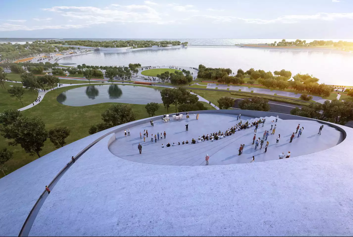 The Shenzhen Bay Culture Park will include a viewing platform overlooking Shenzhen Bay and the city's skyline
