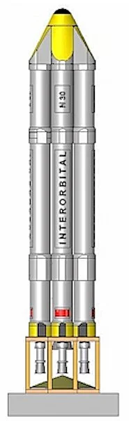 An artist's model of a multi-stage NEPTUNE launch vehicle