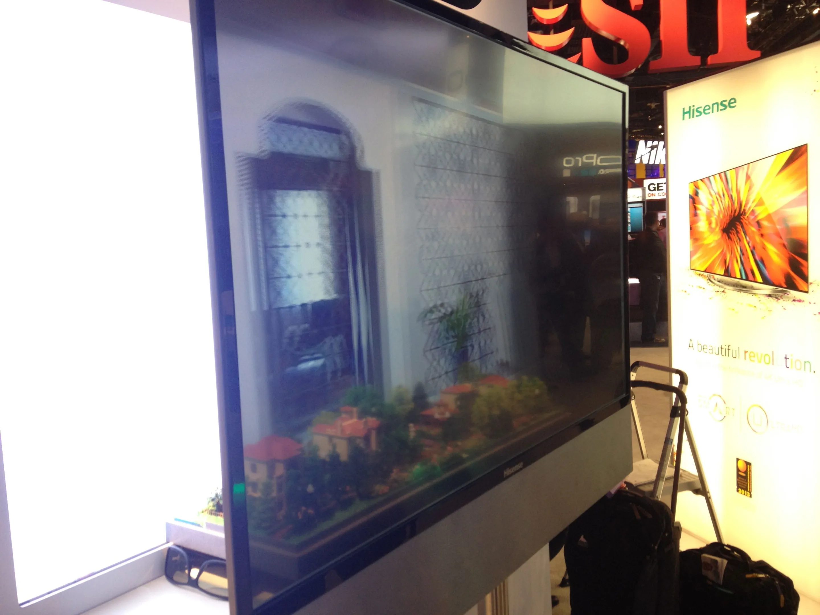 A side view of the TV