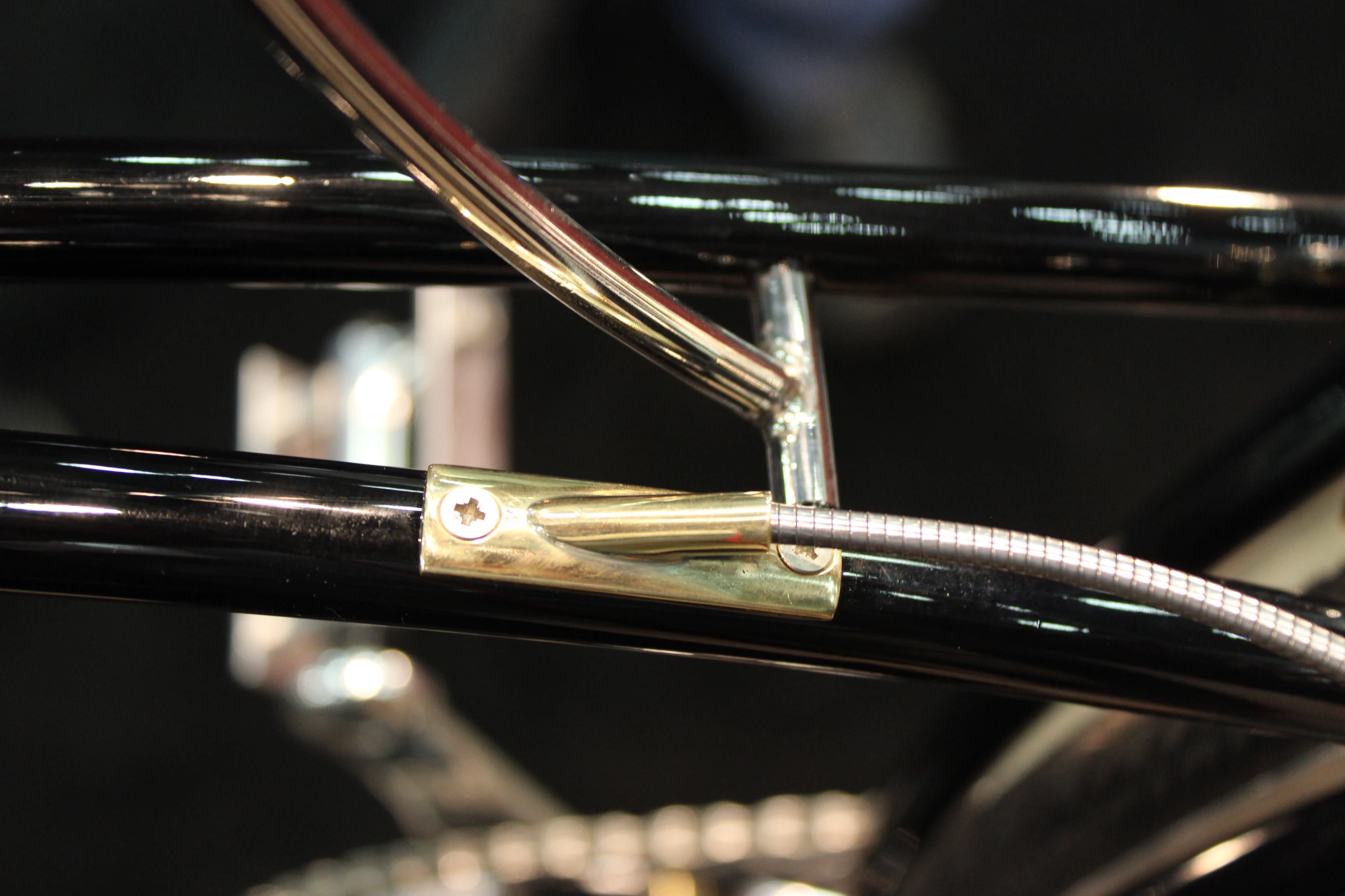 The custom cable stops are made of brass (Photo: Ben Coxworth/Gizmag)