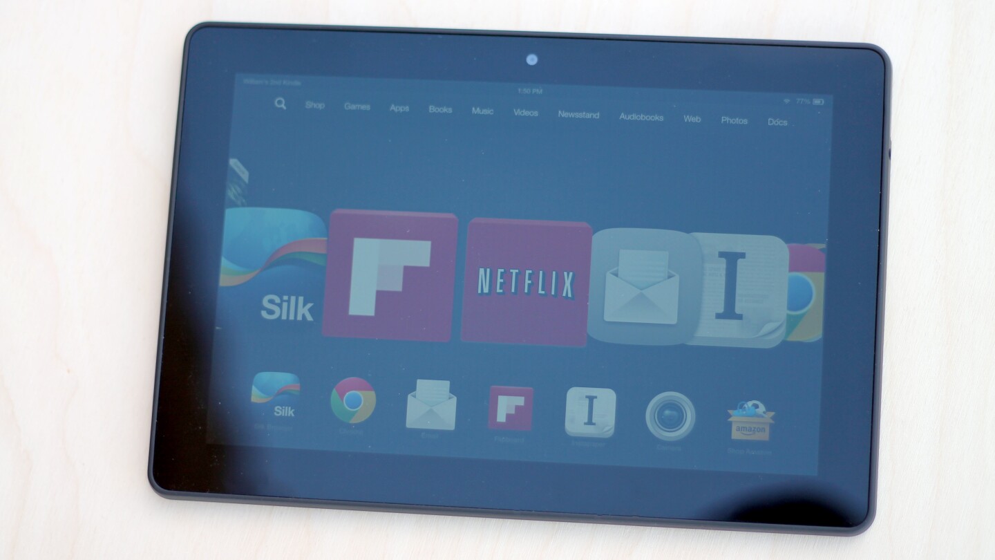 The Fire's home screen still shows you a carousel of giant icons – though you can now see a grid of apps by swiping up from the bottom