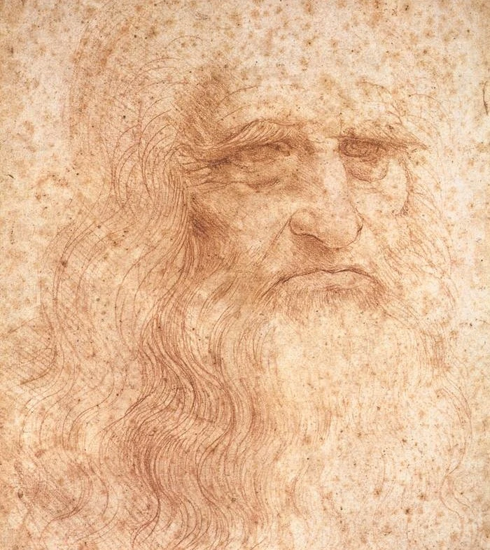 Detail of da Vinci's famous self-portrait, which is rapidly deteriorating from the effects of years of exposure to pollution, light, and heat