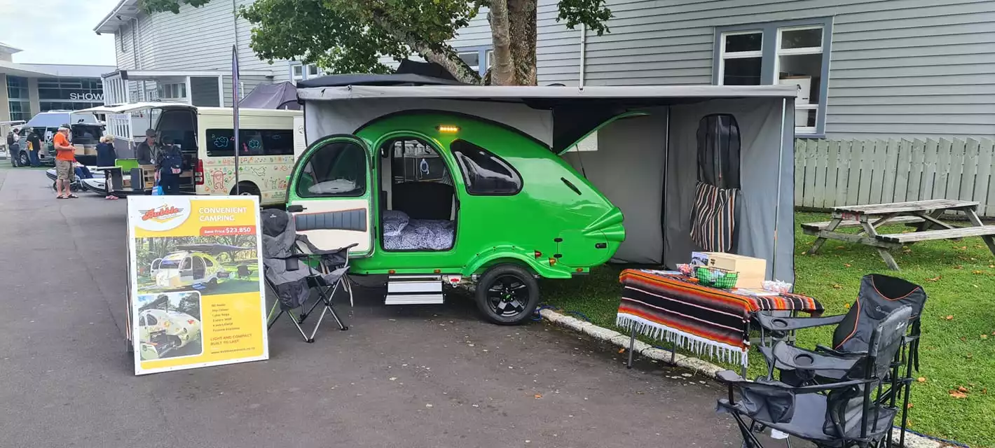 Bubble shows its teardrop at the 2023 Covi Motorhome, Caravan and Outdoor Supershow