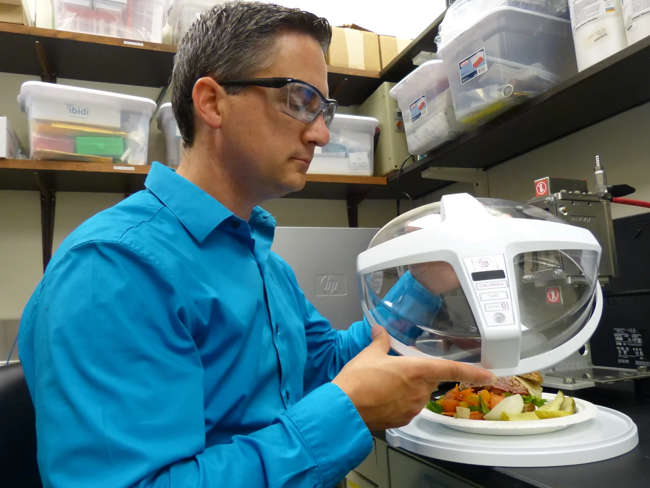 Lead scientist Matt Webster with the mock-up