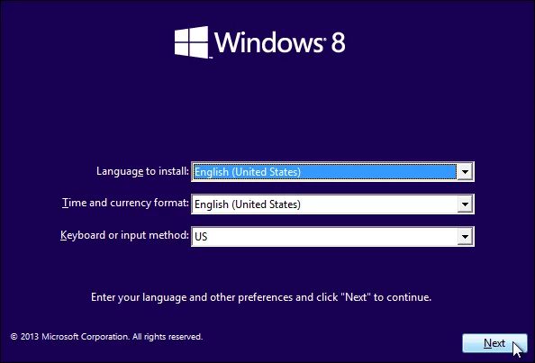 After starting your VM this is the first screen you should see to start the Windows install