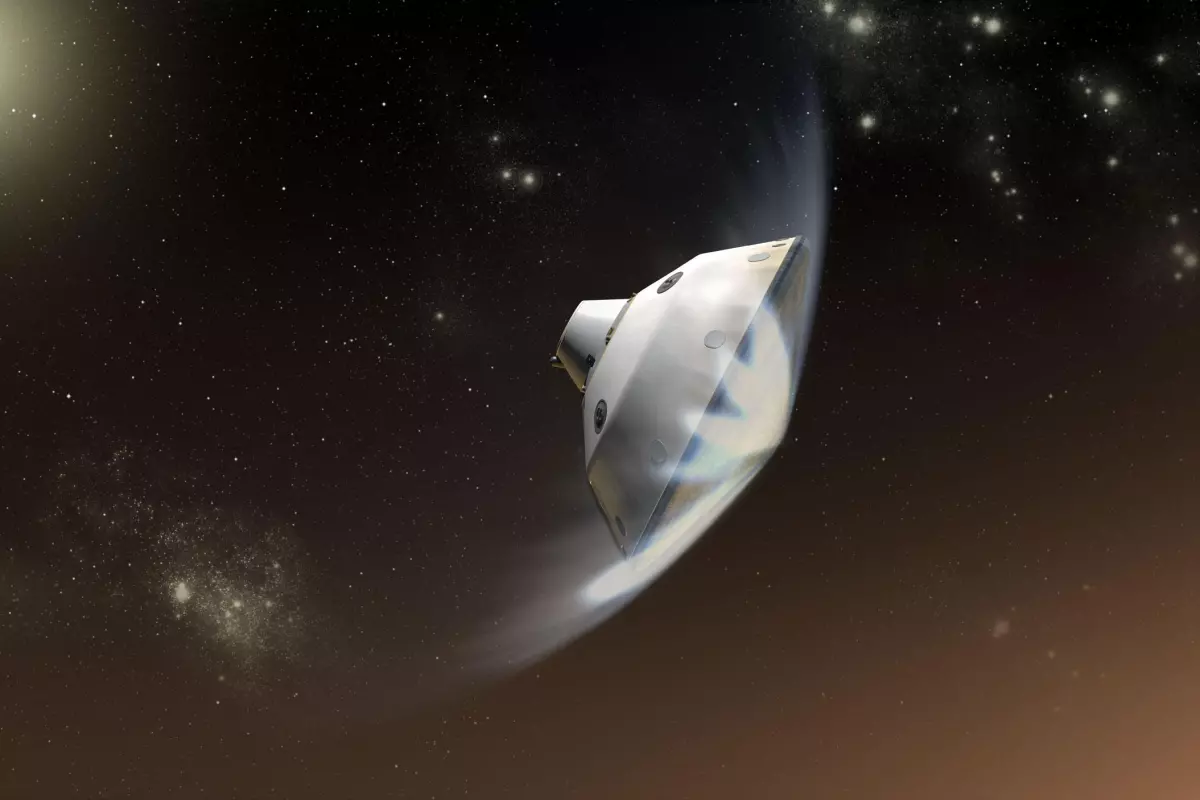 Artwork of Curiosity entering the Martian atmosphere (Image: NASA)