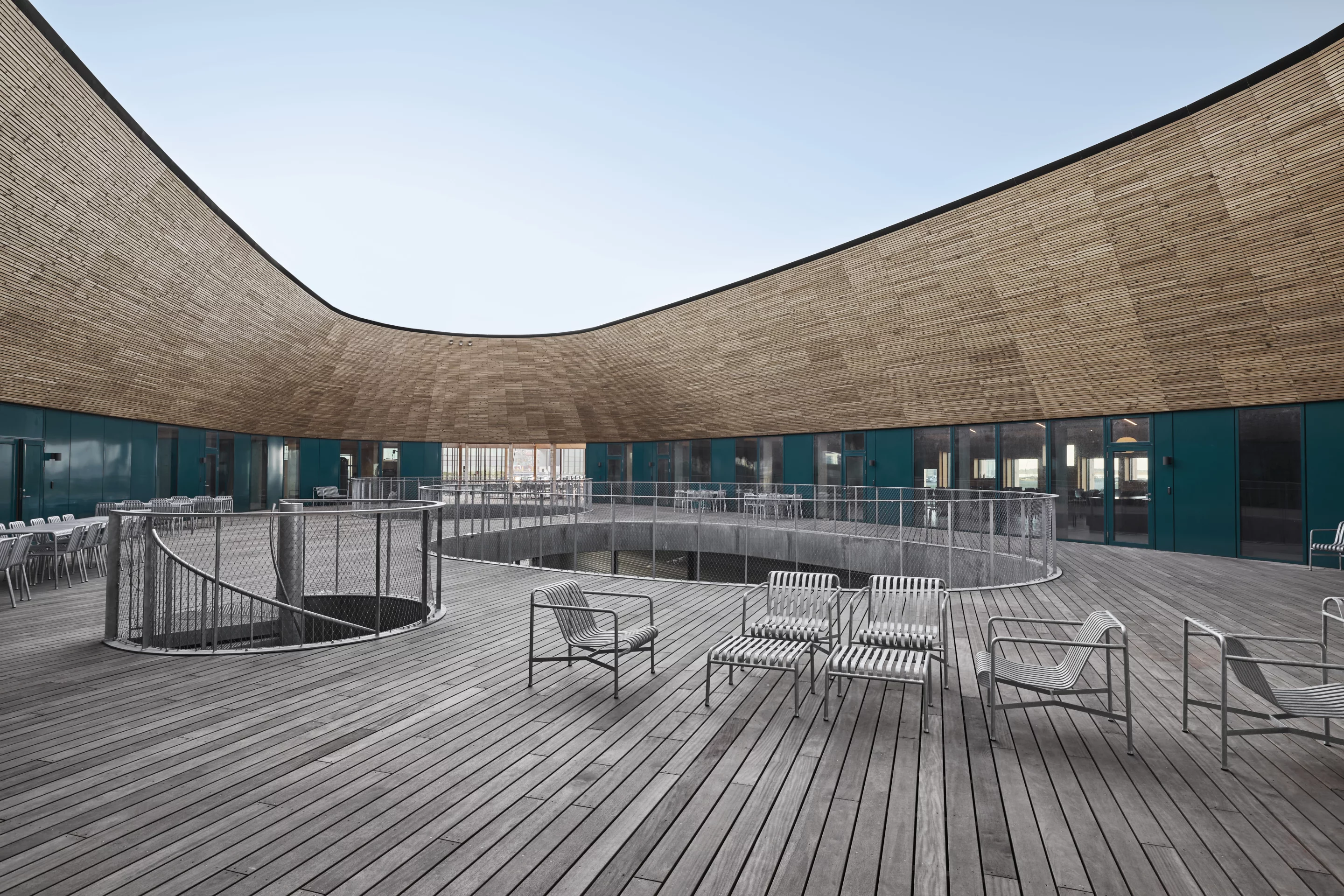 The Lantern's upper floor is taken up by a publicly accessible terrace area that allows visitors to shelter from the wind