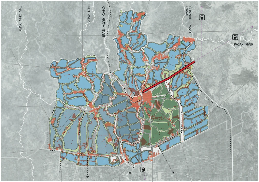 The scheme blurs the distinction between the industrial and the agricultural (and to a point, the urban and the rural), envisaging as it does a patchwork of rice fields, water storage infrastructure and settlements