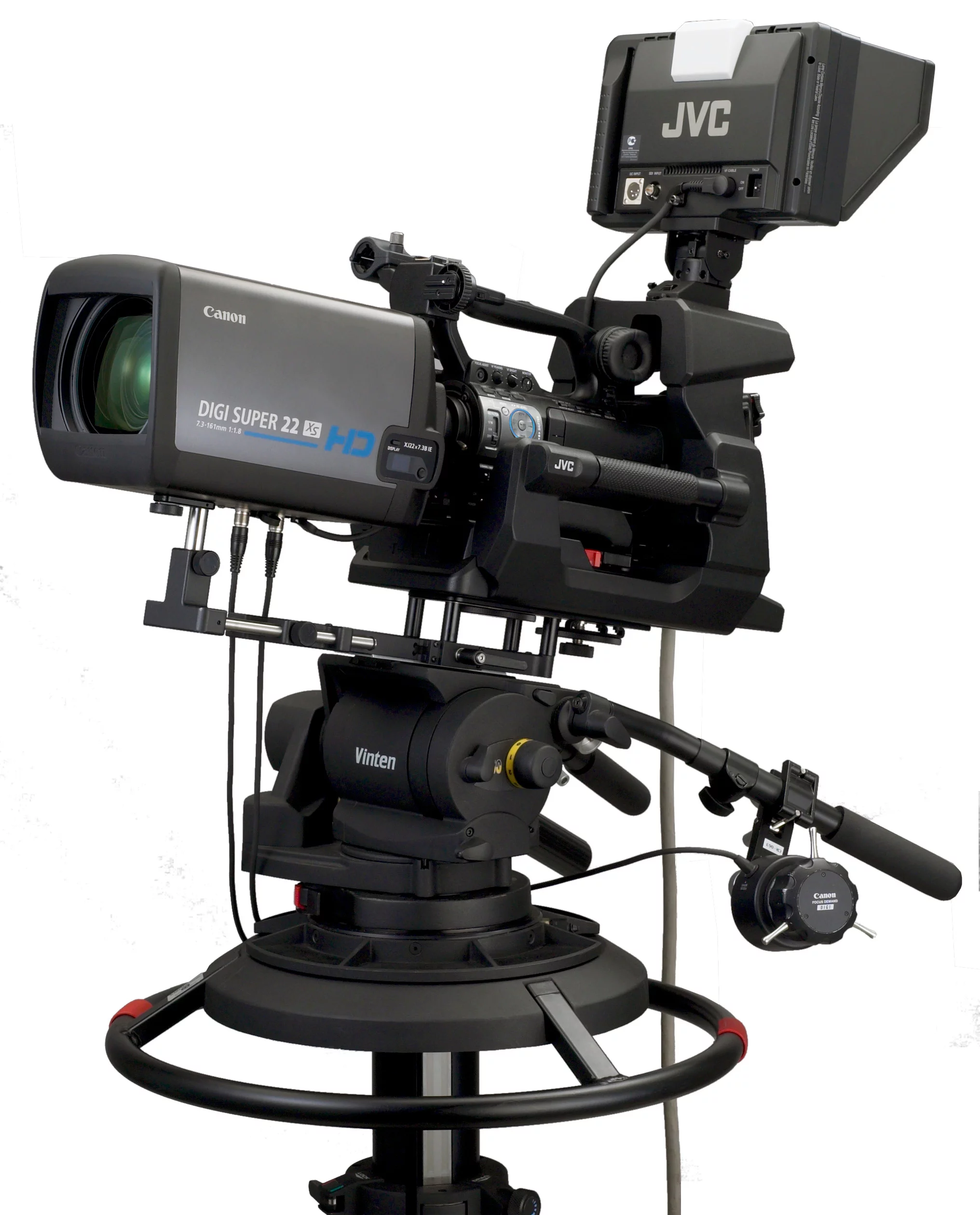 The new ProHD GY-HM790 on studio mount with large Canon lens