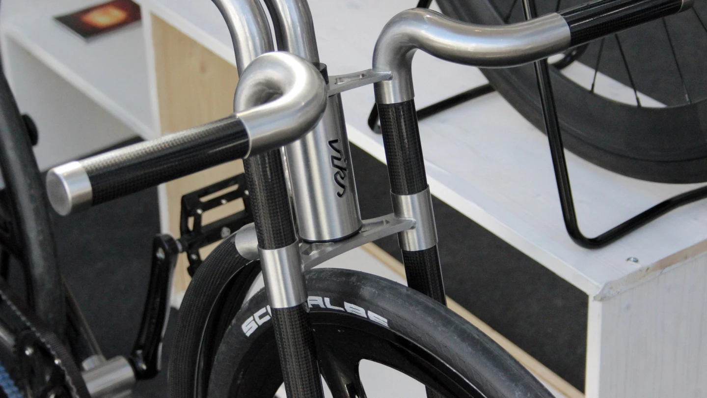 While its main tubes are composed of carbon fiber, its joints and some other bits and pieces are still stainless steel