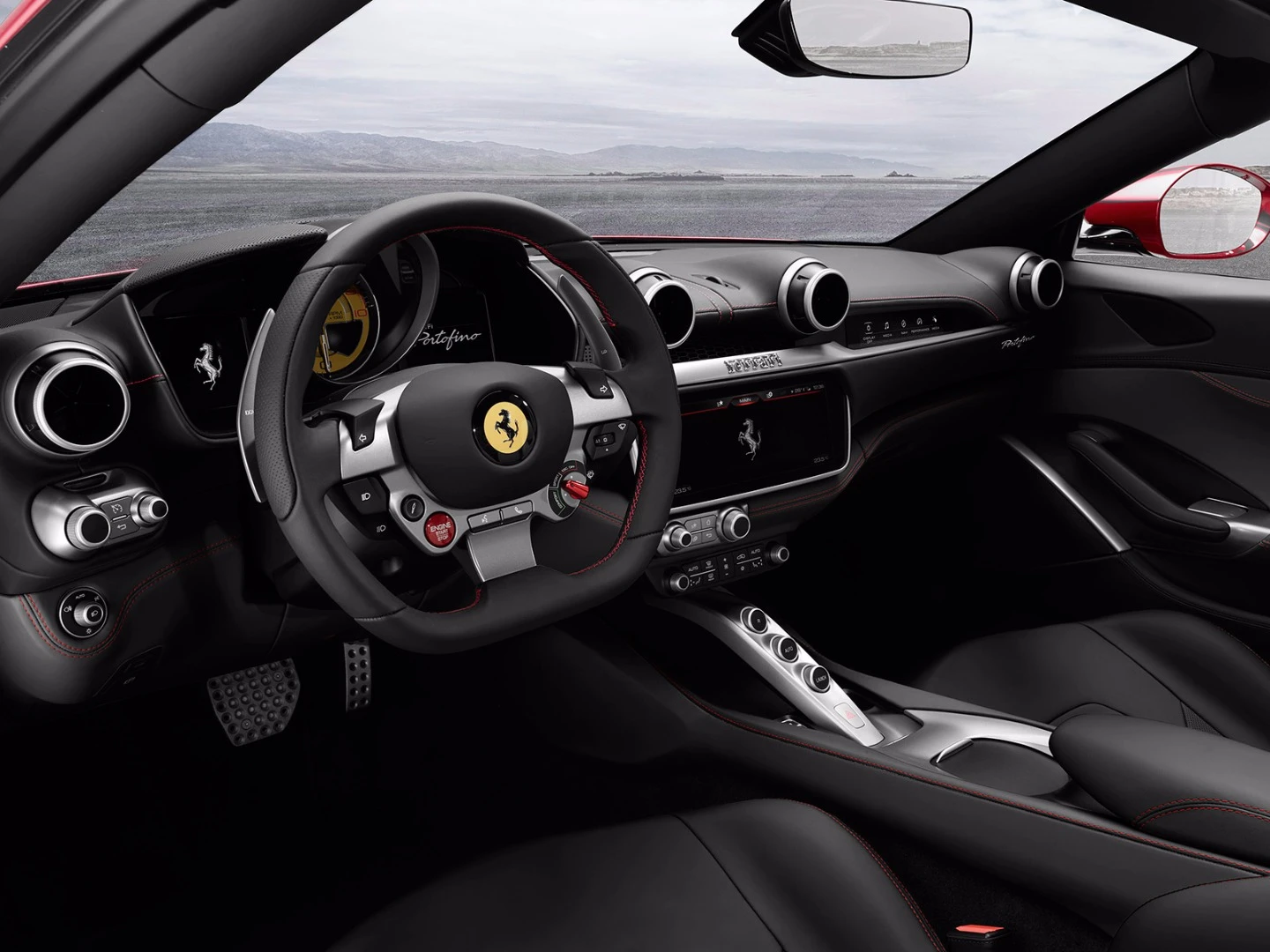 2018 Ferrari Portofino: everything from paddle shift to mode switches is right there on the steering wheel