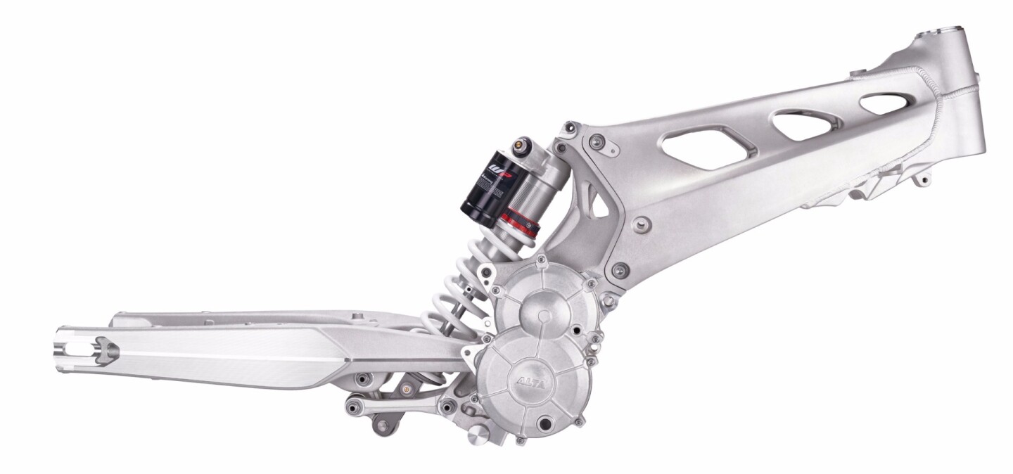 Alta Motors designed the Redshift frame with the lightweight and compact electric motor right on the roll center, resulting in an extremely light gyroscopic footprint to the bike's handling