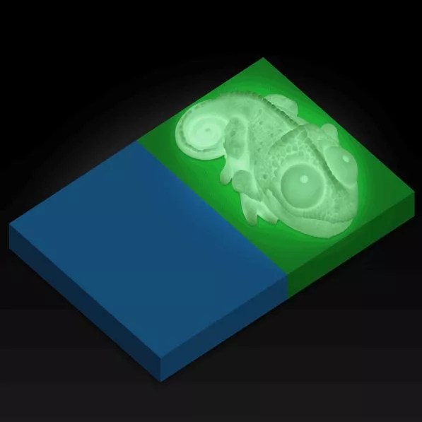 Huey the Color Copying Chameleon Lamp identifies any color that it's placed on, then glows in that color