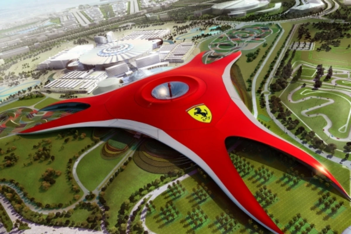 The iconic sleek red roof is inspired by the double-curve side of the Ferrari GT