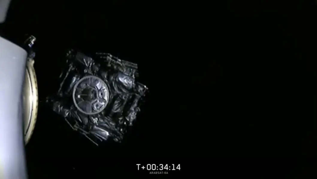 Arabsat-6A is deposited into geosynchronous transfer orbit