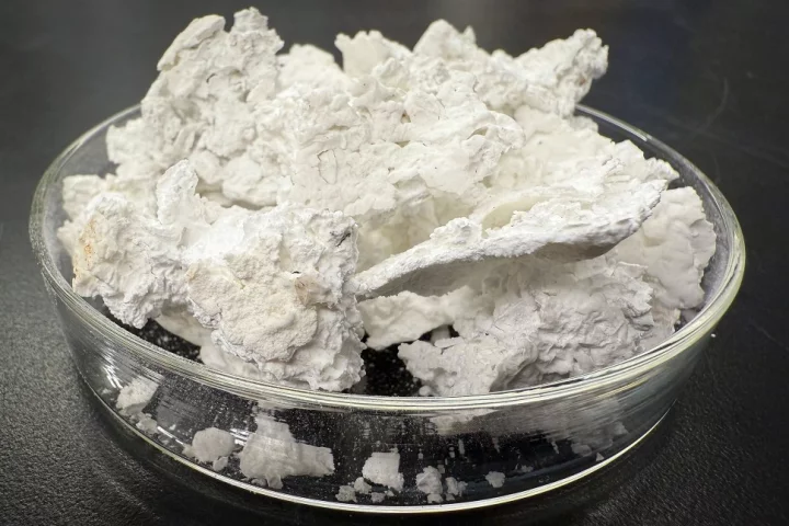 A sample of the new carbon-negative material, made from seawater, electricity and CO2