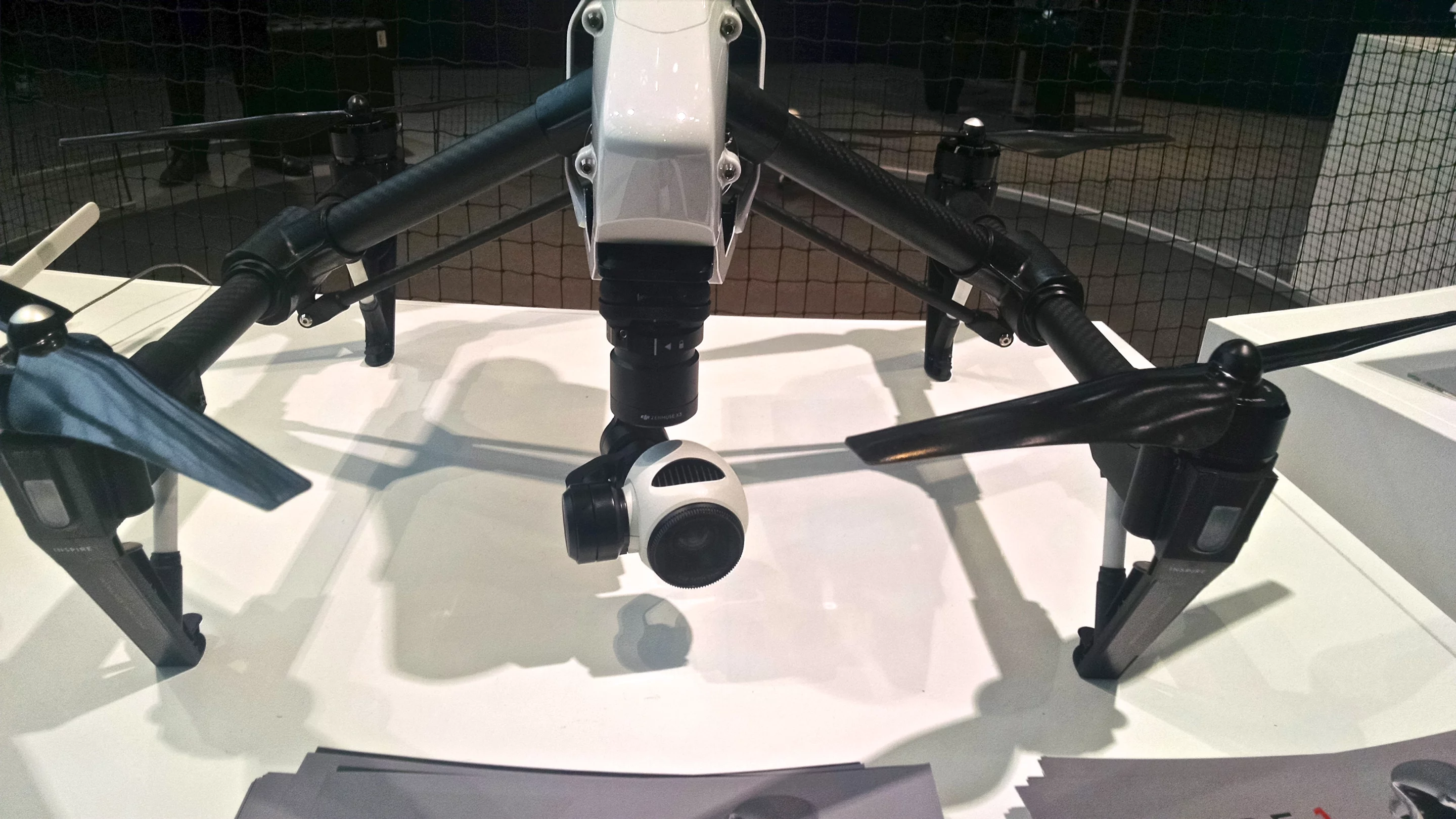 The DJI Inspire 1 combines high-tech features like carbon fiber construction, 4K filming and retractable landing gear (Photo: C.C. Weiss/Gizmag)