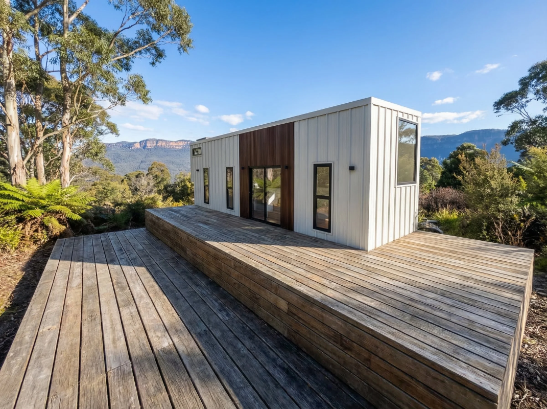 Upside-down tiny house makes room for three bedrooms and two bathrooms