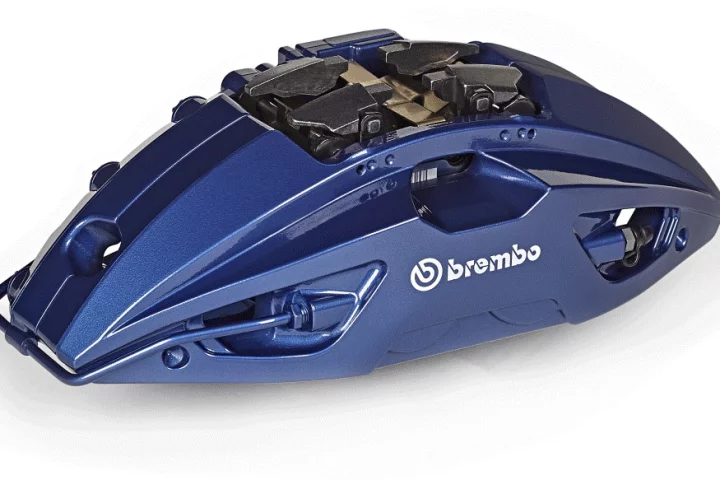 The new brake caliper from Brembo saves weight by strategically placed openings on its body