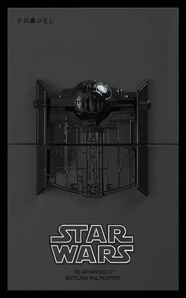 The box for the Tie Advanced X1 features an embossed image of the ship