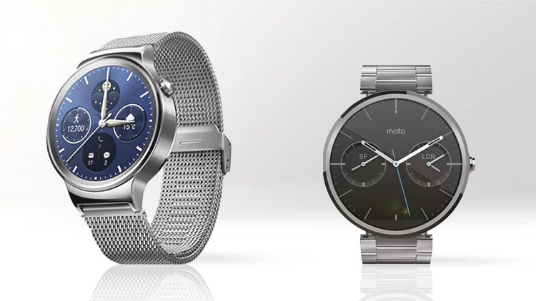 Gizmag compares the features and specs of the Android Wear-running Huawei Watch (left) and Moto 360