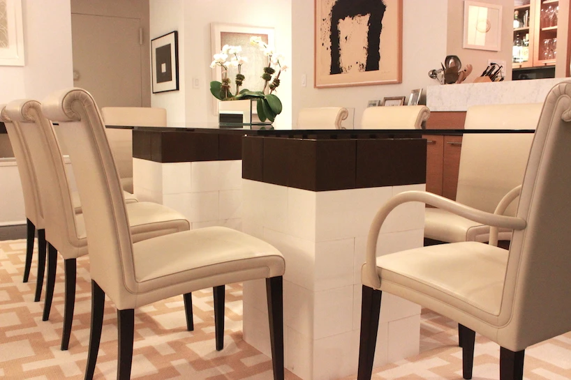 A dining table made using EverBlock