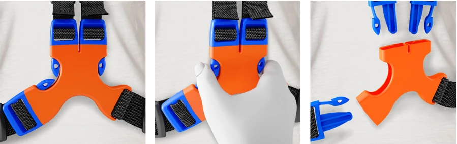 The single buckle makes for quicker release and pack removal