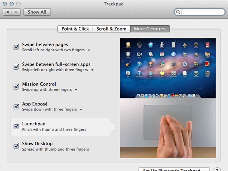 Gestures preferences