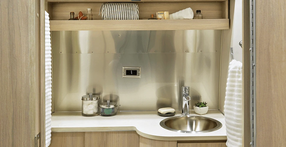 The interior decor throughout the Airstream Globetrotter is available in four color schemes