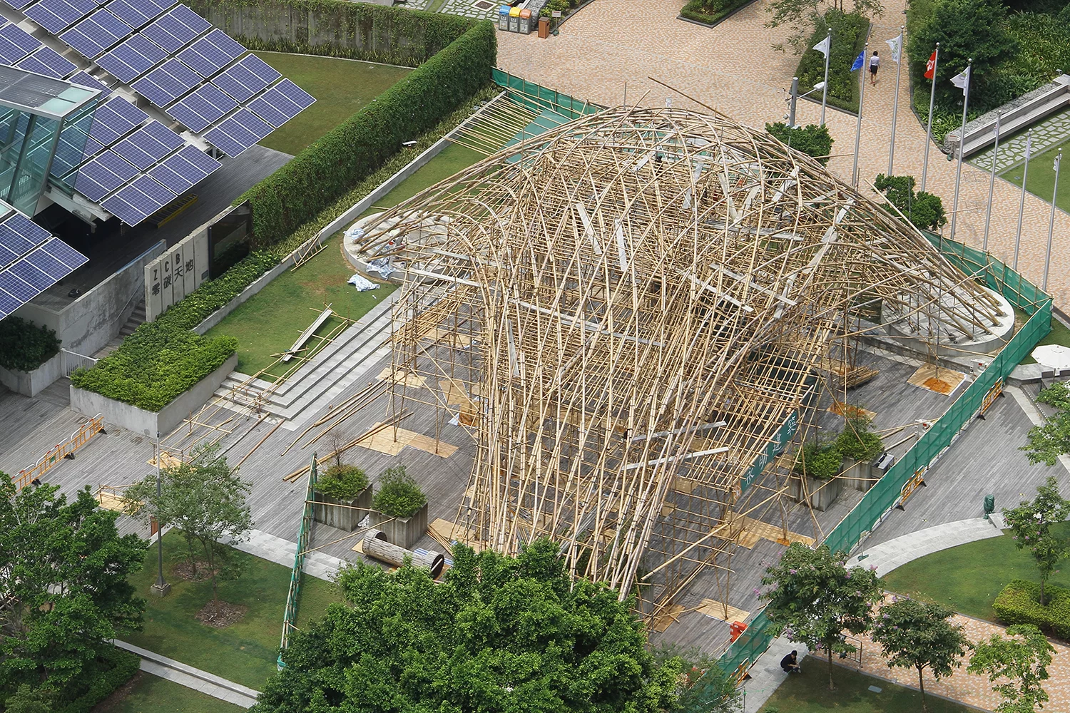 The ZCB Bamboo Pavilion has a useable area of roughly 350 sq m (3,767 sq ft)