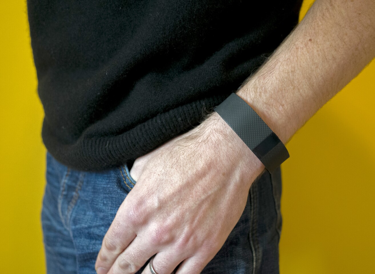 My wife (rather unkindly) suggested the Fitbit Charge HR looked a little like a criminal's electronic tracker (Photo: Gizmag/Simon Crisp)