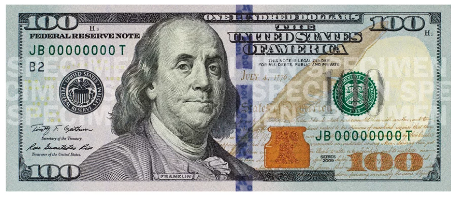 The new $100 bill will enter circulation on Tuesday