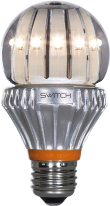 Switch Lighting's 60-W incandescent-replacement LED light bulb is filled with liquid silicone to draw heat away from the LEDs