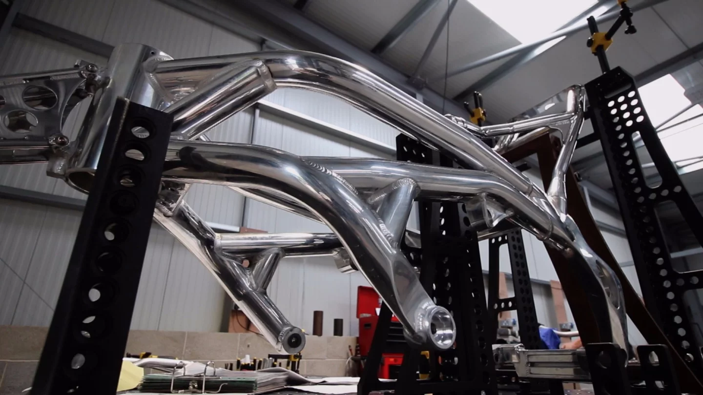 Norton V4 RR: frame is by in-house chassis specialists Spondon and features adjustable swingarm pivot and steering head angle