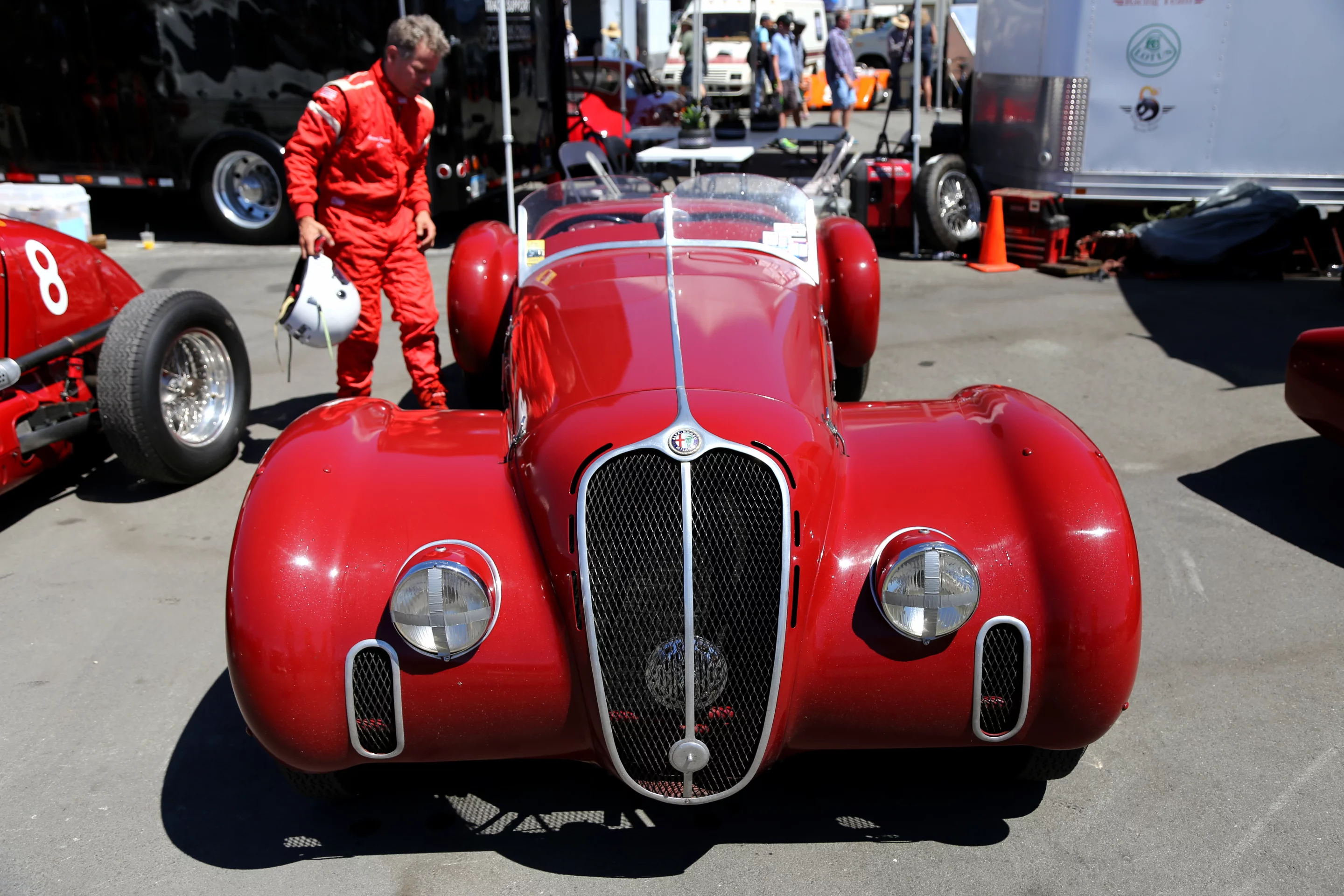 An Alfa Romeo racer back in the pits (Photo: Angus MacKenzie/Gizmag.com)