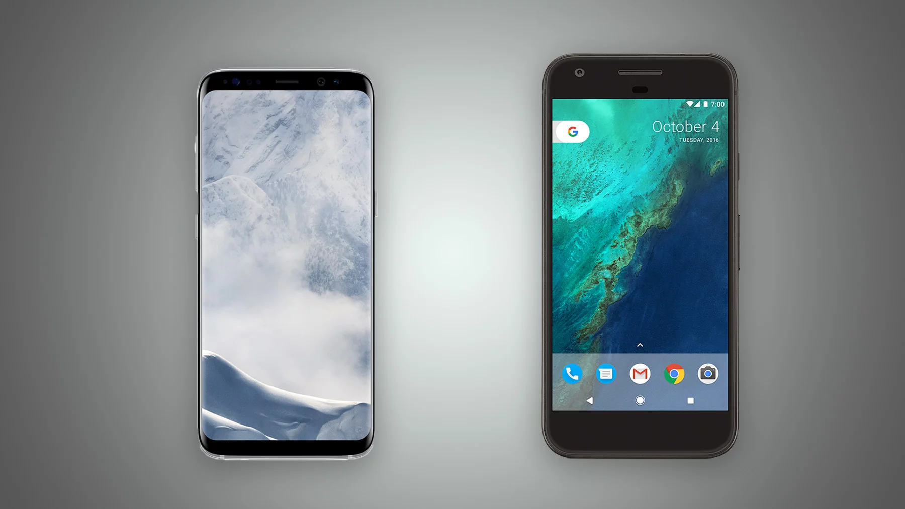 New Atlas compares the features and specs of the Samsung Galaxy S8 (left) and Google Pixel XL