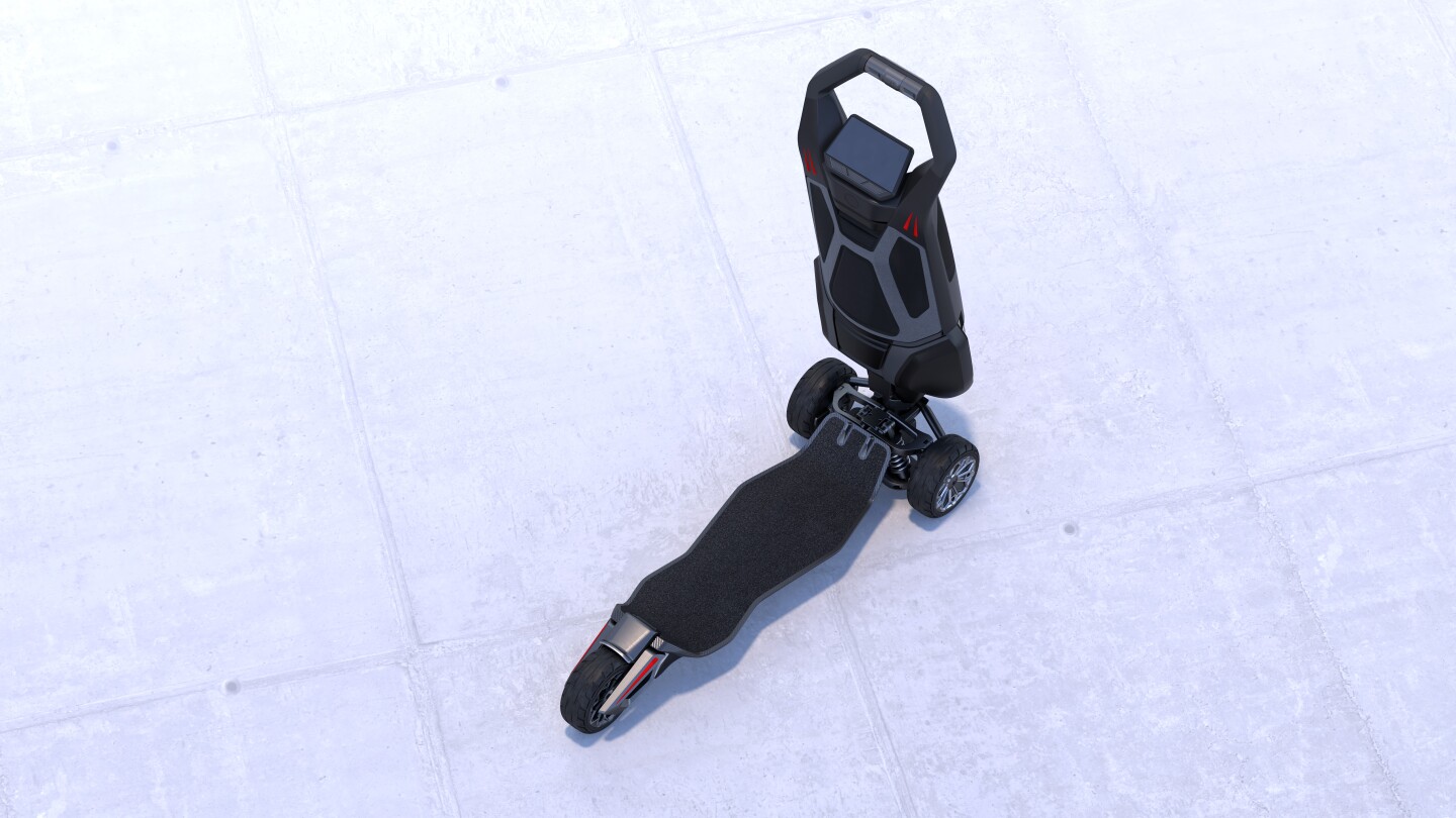 The Dragonfly Hyperscooter includes a 3-gal storage unit – including a bottle holder