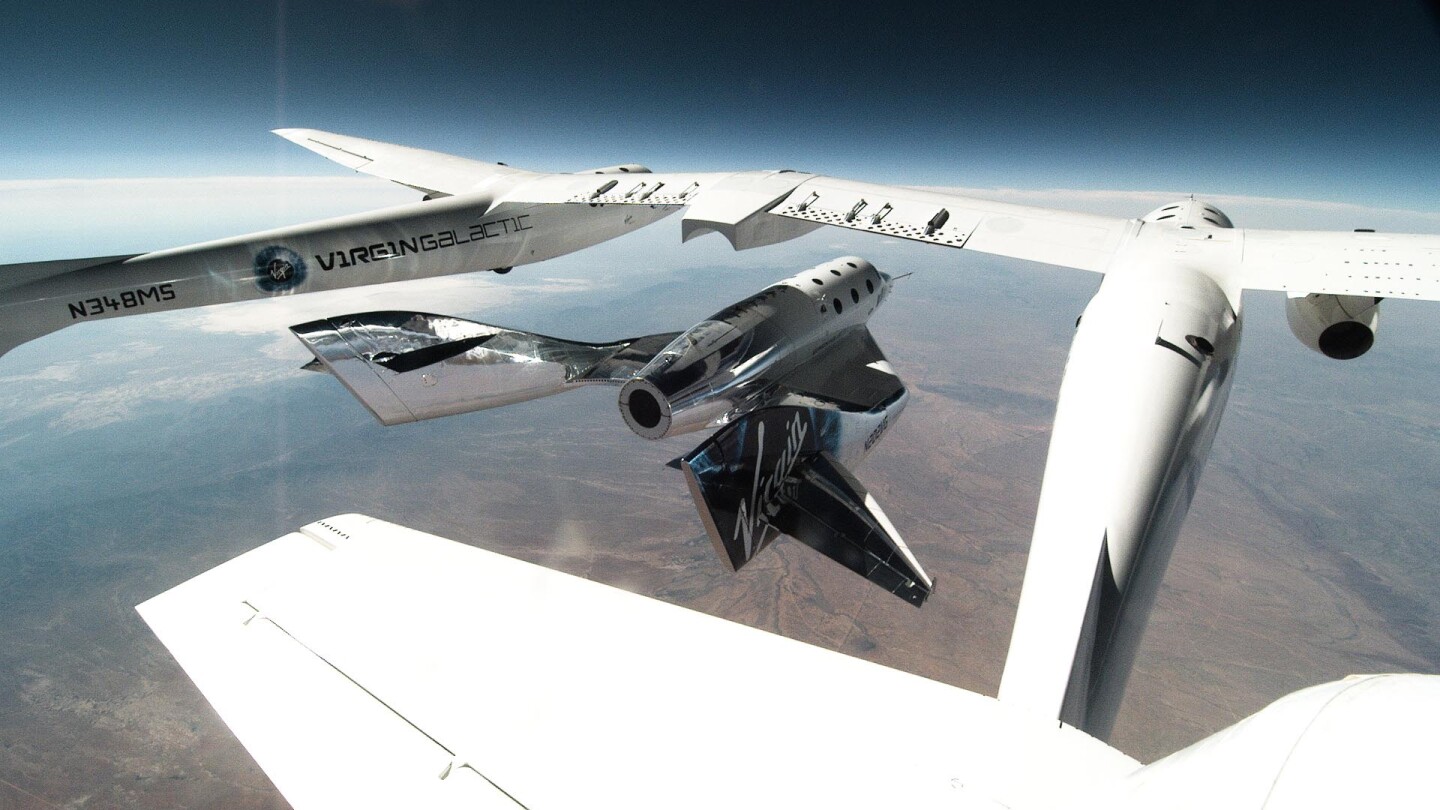 Virgin Galactic's VSS Unity is released from its mothership over New Mexico