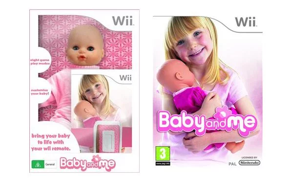Nintendo Wii Baby and Me includes a toy doll with motion control which comes to life after the remote is inserted in its back