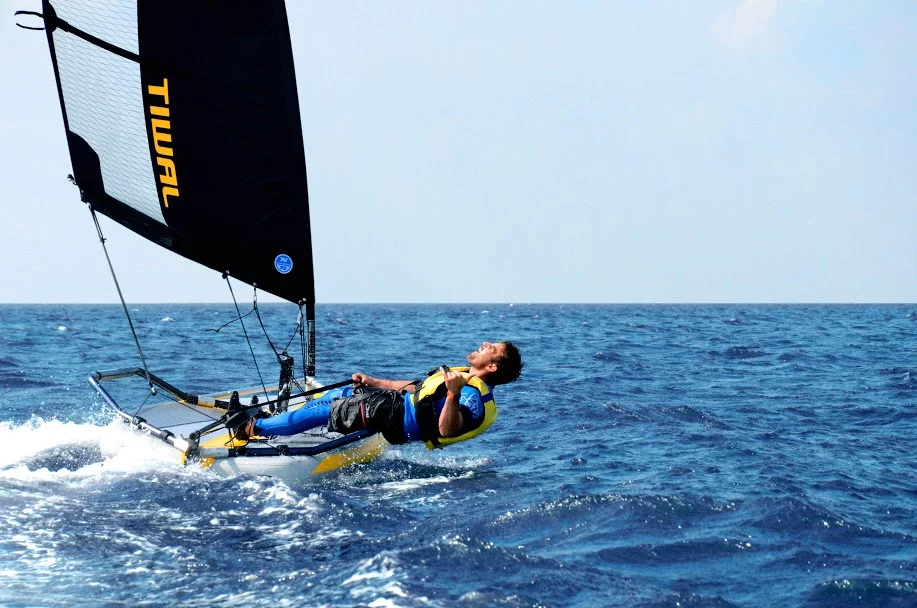 The TIWAL 3.2 enables high performance solo use for experienced sailors, and is also user-friendly enough for families (one adult with two kids) to use as a leisure sailing vessel (Photo: Tiwal)