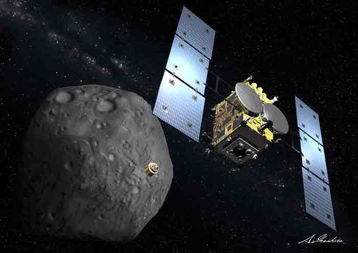 Artist's impression of Hayabusa 2 approaching Ryugu