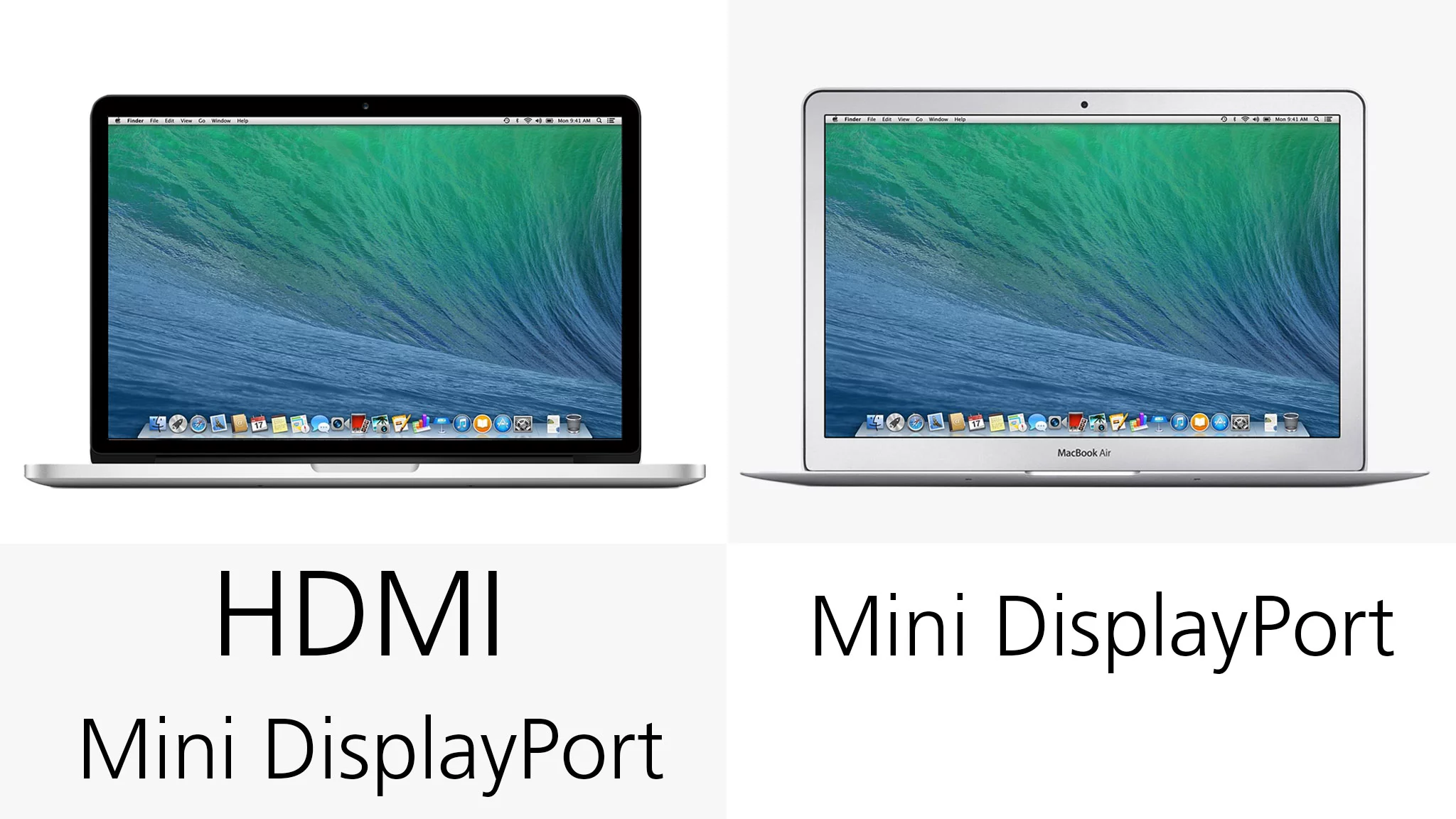 Video out options for each machine (though you could argue that USB should be included here too)